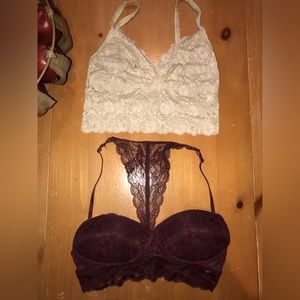 2 Bralettes, Size S, Stretchy Lace, Very Good Condition.